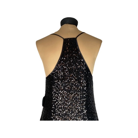 Pearl Georgina Chapman of Marchesa Sequin Trapeze Mini Dress Size 10 Black NWT - Picture 6 of 16